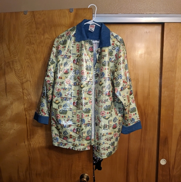 Vintage Marisa Canvas Rain Jacket Garden Design Raincoat - Picture 1 of 7